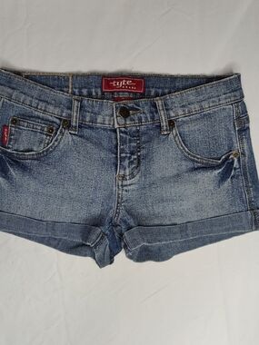 Tyte Jeans Medium Blue Rolled-Hem Denim Shorts